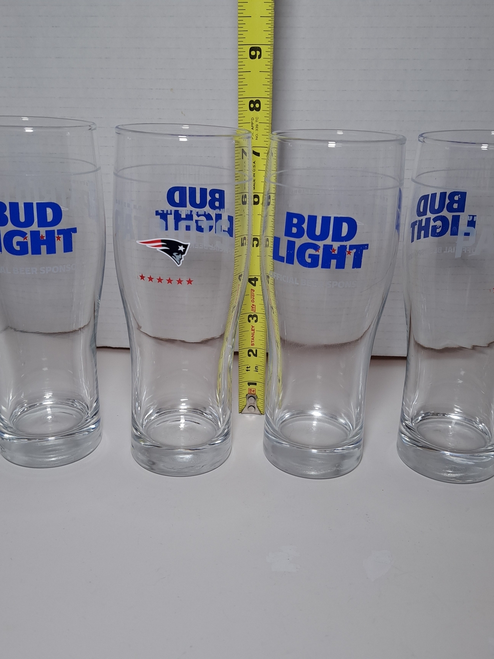 New England Patriots NFL Super Bowl LIII Champions 12oz Bud Light Glasses x4